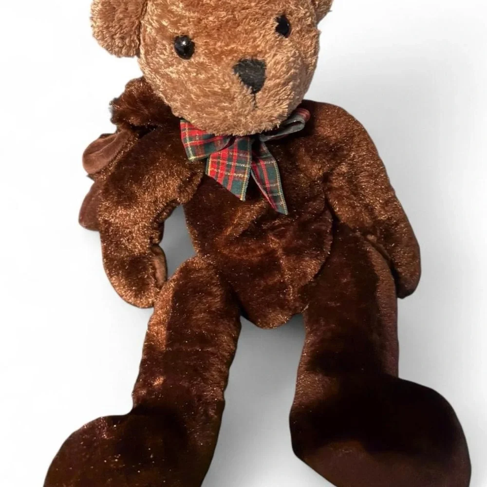 Plush Teddy Bear In Reindeer suit with Bow